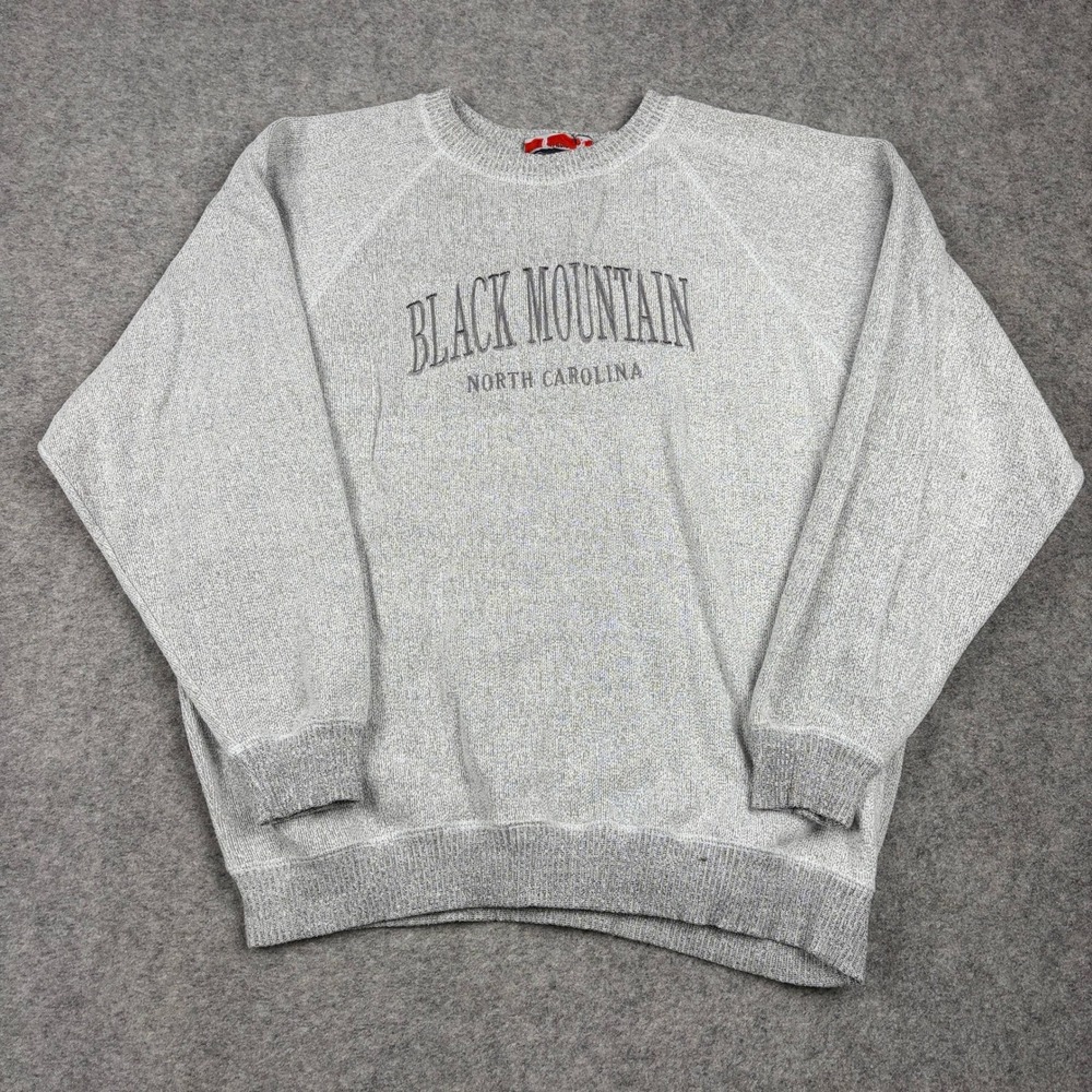 Basix of America Sweatshirt Mens XL Black Mountain North Carolina‎ Gray Raglan